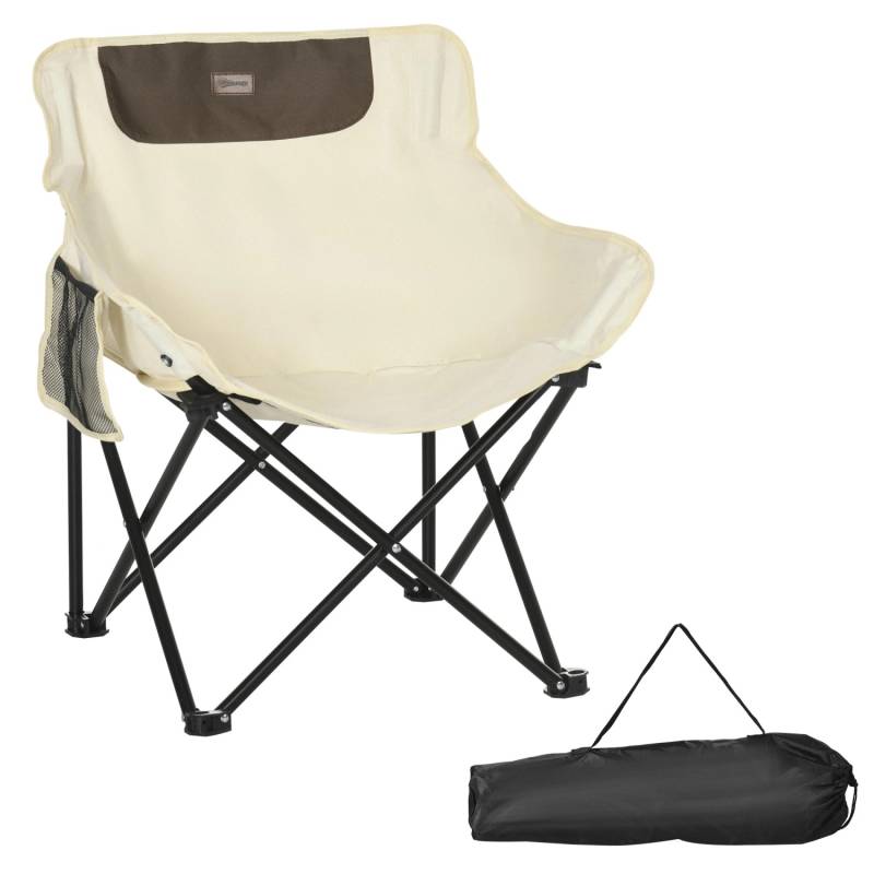 Outsunny Campingstuhl Oxfordstoff Stahl Weiß 61L x 54B x 66H cm von Outsunny