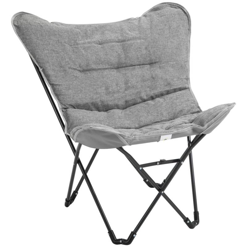 Outsunny Campingstuhl Stahl Polyester Hellgrau 88L x 74B x 84H cm von Outsunny
