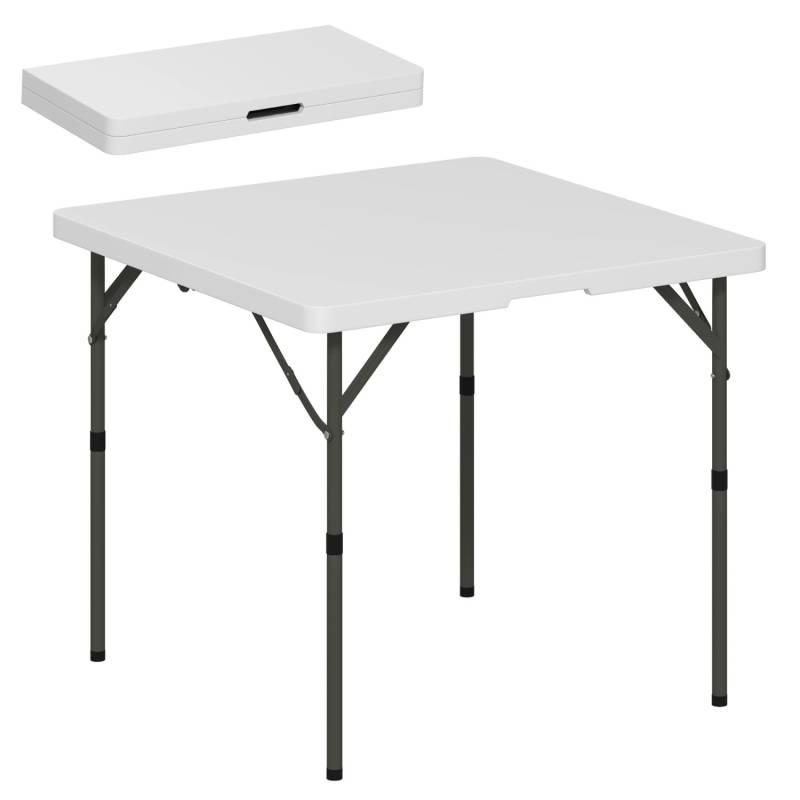 Outsunny Campingtisch Kunststoff Metall Weiß 86L x 86B x 74H cm von Outsunny