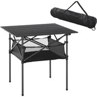 Outsunny Campingtisch  Faltbarer Klapptisch aus Aluminium, leicht, tragbar mit Netztasche, Schwarz, 70x70x69cm  Aosom von Outsunny