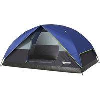 Outsunny Campingzelt 2-4 Personen, wasserdichtes Familien-Domzelt mit Fenster, 2 Taschen, Stromanschluss, Transporttasche für Picknick, Wandern, Trekking, Camping, Dunkelblau   Aosom von Outsunny