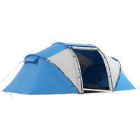 Outsunny Campingzelt Familienzelt Tunnelzelt mit 2 Schlafkabinen 4-6 Personen Blau L430 x B240 x H170cm von Outsunny