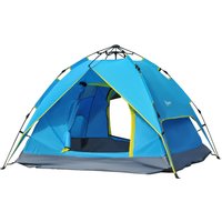 Outsunny Campingzelt Sekundenzelt Pop Up Zelt Strandzelt Automatisch 3-4 Personen (Blau+Gelb) von Outsunny