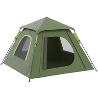 Outsunny Campingzelt für 2-3 Personen mit Veranda und Fenstern, Trekkingzelt mit Reißverschlusstür und oberem Haken, 210x210x150 cm, Grün   Aosom von Outsunny