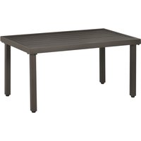 Outsunny Couchtisch, Gartentisch mit Holzoptik, Rechteckiger Kaffeetisch, Gartentisch für Balkon, Terrasse, Stahl, Braun, 91 x 51 x 46 cm von Outsunny