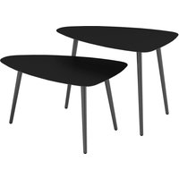 Outsunny Couchtisch 2er Set, Wetterfest Balkontisch aus Stahl, Beistelltisch im Geometrischem Design, Kaffeetisch Outdoor, Gartentisch Terrassentisch für Garten Terrasse Balkon Schwarz   Aosom von Outsunny