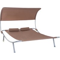 Outsunny Doppelliege Sonnenliege mit Dach rollbar Stahl Braun Aosom Outsunny Doppelliege Sonnenliege mit Dach rollbar Stahl Braun Aosom von Outsunny