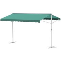 Outsunny Doppelpult-Sonnensegel 3 x 3 m Manuell einziehbar Einstellbare Neigung Metall Polyester wasserdicht Grün   Aosom von Outsunny