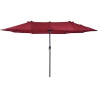 Outsunny Doppelsonnenschirm 455 x 265 cm, UV Schutz Sonnenschirm mit Handkurbel, Balkonschirm Strandschirm windfest Kurbelschirm Sonnenschutz für von Outsunny