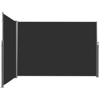 Outsunny Doppelter seitlicher ausziehbarer Sichtschutz Paravent dim. 6L x 1,80H m Polyester Anti-UV Hochdicht 180 g/m² Grau und Schwarz   Aosom von Outsunny