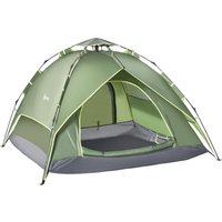 Outsunny Campingzelt  Doppelzelt Outdoorzelt für 2 Erwachsene + 1 Kind, 4 Jahreszeiten, wasserdicht, 210x210x140cm  Aosom.de von Outsunny