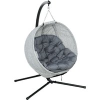Outsunny - Hängesessel mit Gestell, Eiförmiger Hängeschaukel mit Sitzpolstern, faltbar Hängematte für den Außenbereich Schaukelsessel Indoor Outdoor, von Outsunny