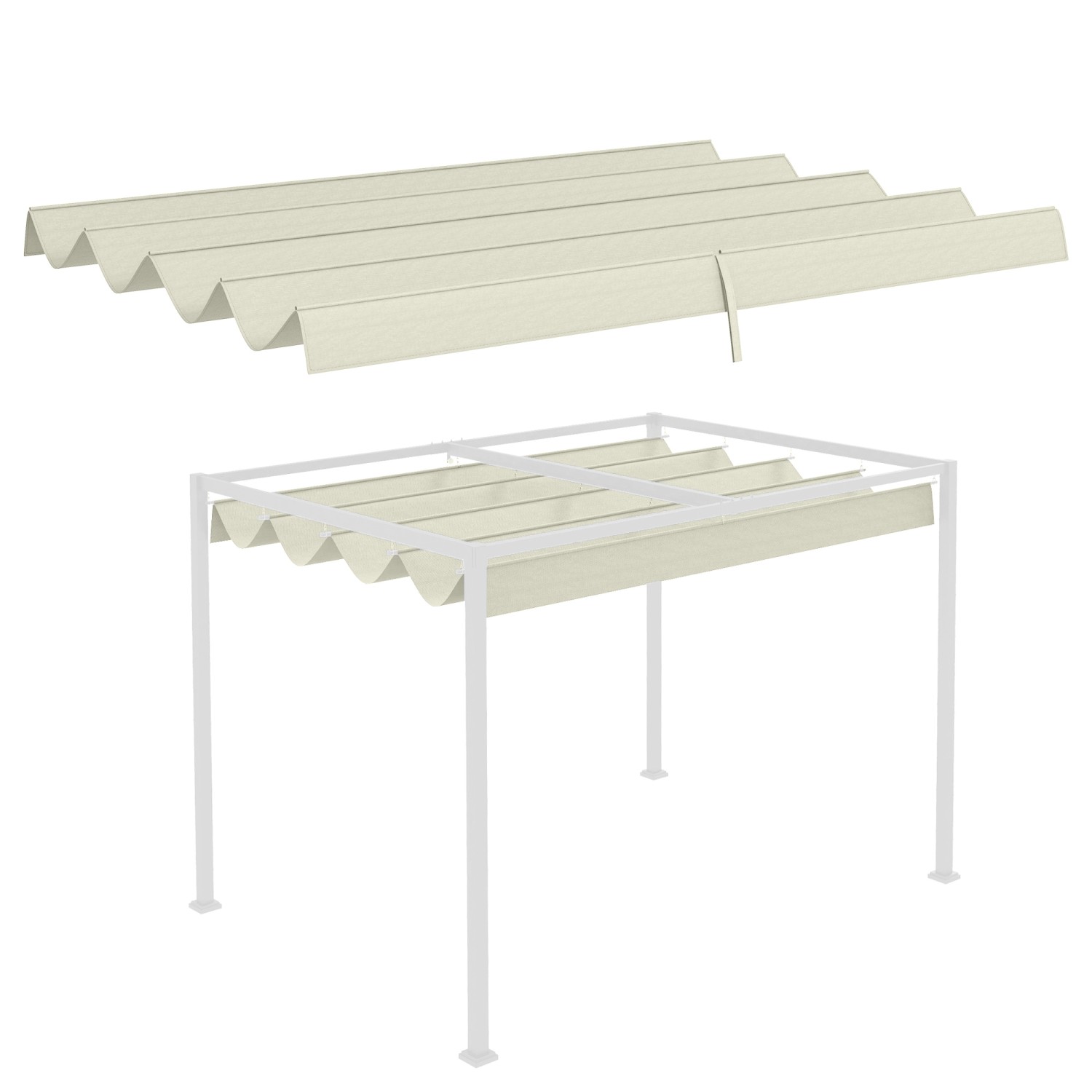 Outsunny Ersatz-Vordach Polyester Cremeweiß 286L x 245B x 23H cm von Outsunny