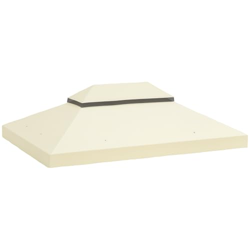 Outsunny Ersatzdach für Pavillon 3 x 4m, wasserdicht PVC Beschichtung Pavillondach, Doppeldach Ersatzbezug für Gartenpavillon, Ersatzteile aus Oxford-Stoff, 370 g/m², Cremeweiß von Outsunny