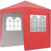 Outsunny Faltbarer Gartenpavillon Pop-up 2 x 2 m Empfangszelt mit verstellbarer Höhe UV 30+ 3 Seitenwände mit 4 Sandsäcken und 1 Transporttasche Oxford-Gewebe Stahl Rot   Aosom von Outsunny