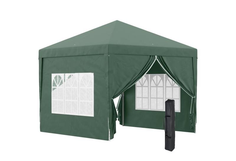 Outsunny Faltpavillon, mit 4 Seitenteilen, (Gartenzelt, Festzelt), für Garten, Terrasse, Stahl Oxford, Grün von Outsunny
