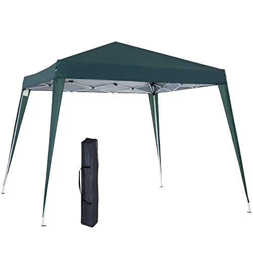 Outsunny Faltpavillon 2,4x2,4m Pavillon Faltzelt mit UV-Schutz, Partyzelt inkl. Tragetasche für Garten, Balkon, Stahl Grün von Outsunny