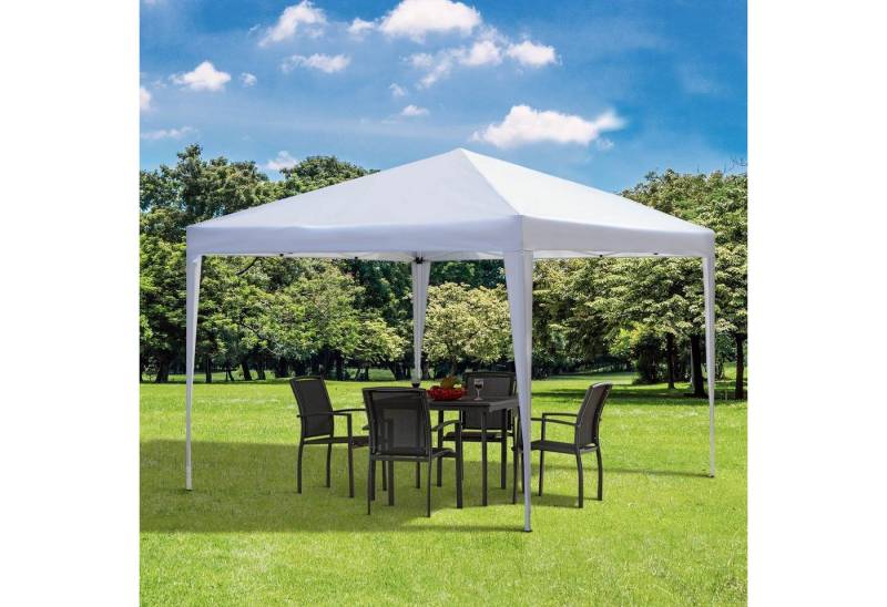 Outsunny Faltpavillon Faltbar Partyzelt, UV-Schutz, mit 4 Seitenteilen, (Gartenpavillon, Gartenzelt), für Garten, Balkon, Weiß von Outsunny
