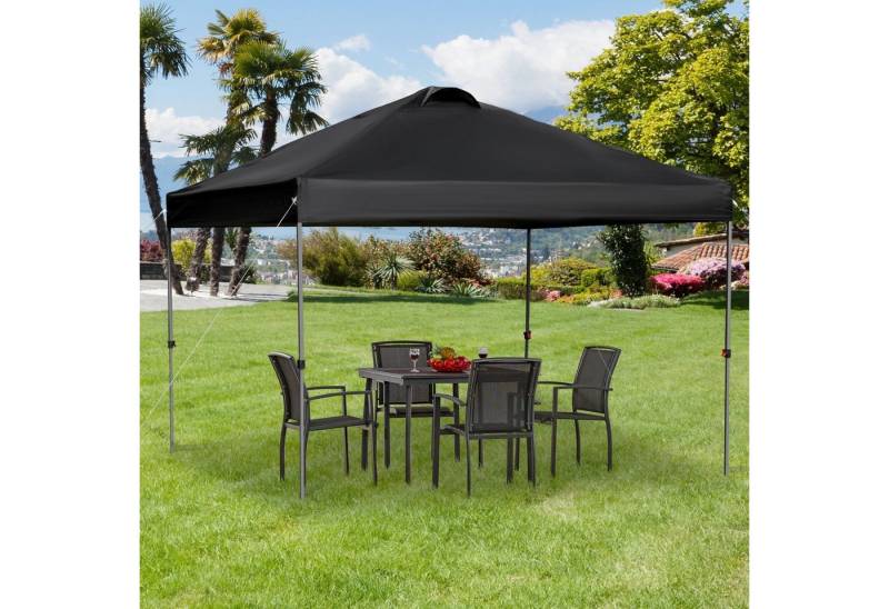 Outsunny Faltpavillon Gartenpavillon, faltbar, höhenverstellbar, UV-Schutz, mit 4 Seitenteilen, (Pavillon, Gartenzelt), für Garten, Balkon, Schwarz von Outsunny