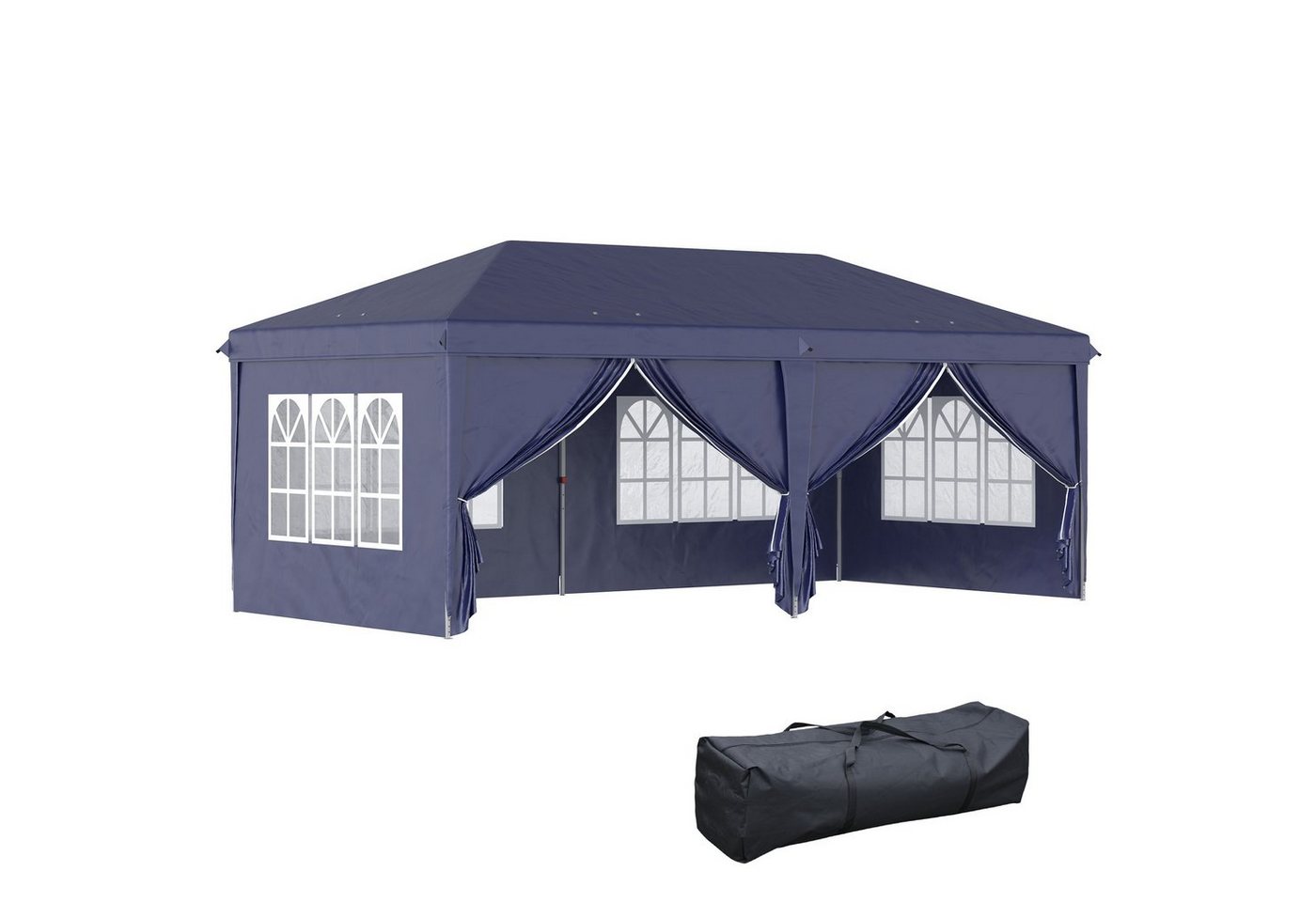 Outsunny Faltpavillon Partyzelt, Bierzelt mit Fenster, Reißverschlusstüren, mit 4 Seitenteilen, (Gartenpavillon, Pavillon), für Garten, Balkon, Blau von Outsunny