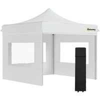 Faltpavillon Pavillon Gartenzelt mit Seitenwänden Pop-up-Zelt wasserdicht Gartenpavillon Weiß 300 x 300 x 320 cm - Weiß - Outsunny von Outsunny