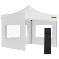 Outsunny Faltpavillon Pavillon Gartenzelt mit Seitenwänden Pop-up-Zelt wasserdicht Gartenpavillon Weiß 300 x 300 x 320 cm von Outsunny