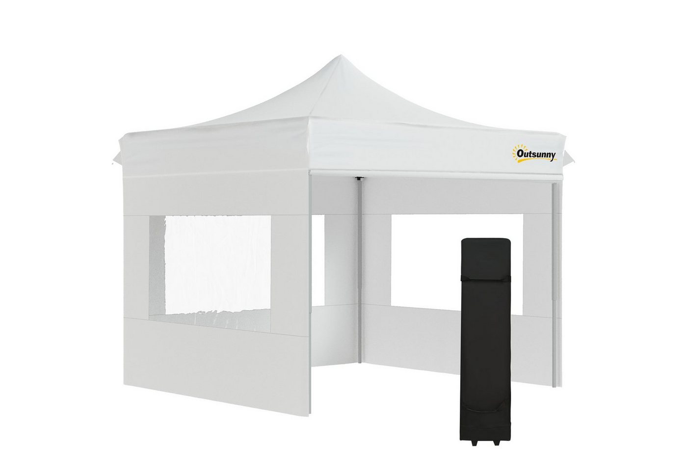 Outsunny Faltpavillon Pavillon Gartenzelt mit Seitenwänden Pop-up-Zelt wasserdicht Weiß, mit 4 Seitenteilen, (Set, wasserdicht Gartenpavillon), 300L x 300B x 320H cm von Outsunny