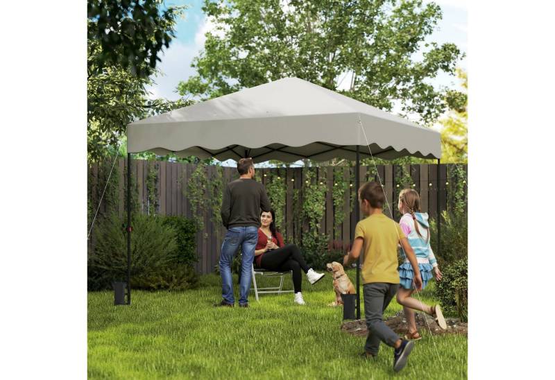 Outsunny Faltpavillon ca.3x3m, wasserabweisend Stabil Winterfest mit UV Schutz 50+, faltbar, mit 0 Seitenteilen, (Pop-up Pavillon, Partyzelt), mit Rolltasche, für Camping Garten, Cremeweiß von Outsunny