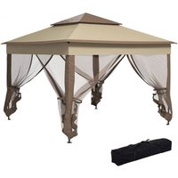 Faltpavillon mit Seitenwänden Transporttasche Khaki 3,25 x 3,25 x 2,65 m - Khaki - Outsunny von Outsunny