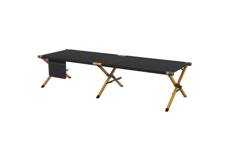 Outsunny Feldbett Sonnenliege, Klappbarer Liegestuhl mit Seitentache (Campingliege, 1-St., Relaxliege) für Garten, Balkon, Oxford, Schwarz, 196 x 64 x 45 cm von Outsunny