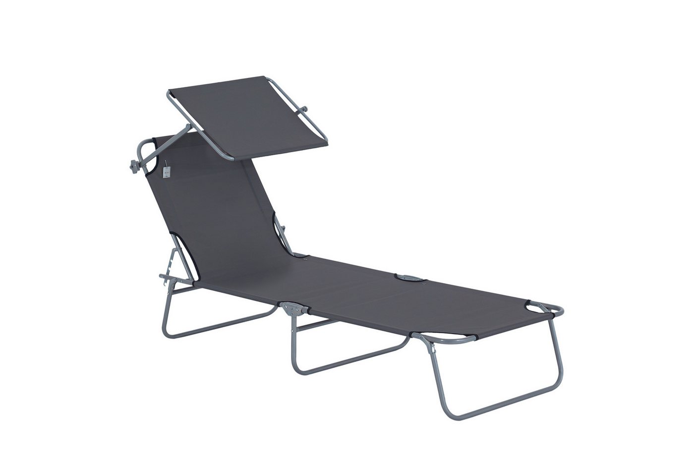Outsunny Feldbett Sonnenliege (Gartensitzgruppe, 1-St., Sonnenliege) Grau 187 x 58 x 36 cm von Outsunny