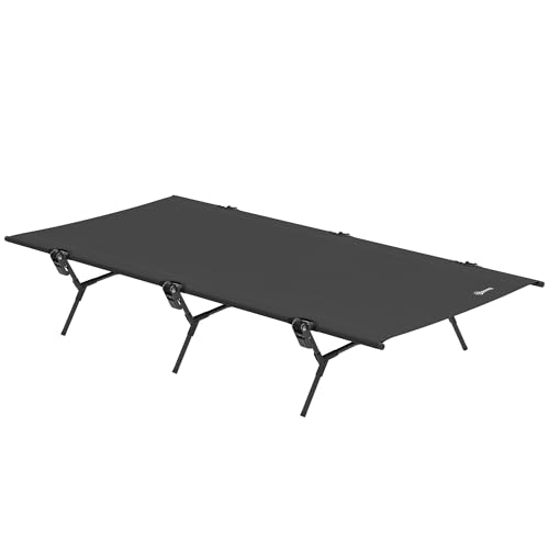 Outsunny Feldbett faltbar Gästebett mit Tragetasche 200 x 100 x 36 cm Klappbett für Erwachsene Campingbett bis 120 kg Extra Breit Campingliege für Indoor, Outdoor, Camping Garten Reisen Schwarz von Outsunny