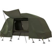 Outsunny Feldbett mit Zelt Campingbett erhöhtes Kuppelzelt mit UV-Schutz inkl. Tragetasche, Regenschutz, verstellbaren Beinen, Grün Oxford 215 x 80 x 125 cm von Outsunny
