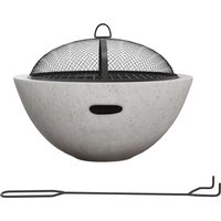 Outsunny Feuerschale  2-in-1 Feuerstelle & BBQ Tischfeuer mit Grillrost, Zementoptik, für Camping & Garten, Metall, Grau  Aosom.de von Outsunny