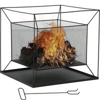 Outsunny Feuerschale  Modern, rechteckig, Feuerkorb, Feuerstelle für Garten, Camping, BBQ, Metall, Schwarz, 45x45x43cm  Aosom von Outsunny