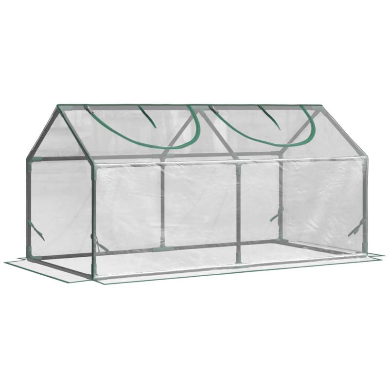 Outsunny Foliegewächshaus mit Fenster PVC Frühbeet 120 x 60 x 60 cm Transparent von Outsunny
