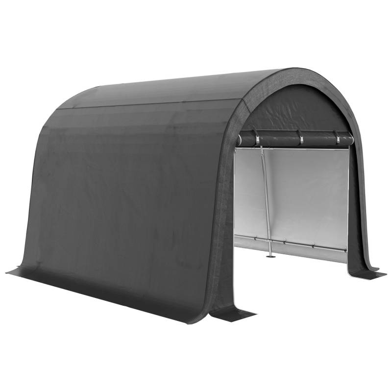 Outsunny Foliengerätehaus 3 x 3 m mit UV-Schutz Zwei Rolltoren Grau von Outsunny