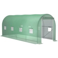 Outsunny Gewächshaus 500x200x205cm Foliengewächshaus Tomatenhaus Tür mit Moskitonetz, Fenster, Folientunnel aus verzinktem Stahl, stabiles Outsunny Gewächshaus 500x200x205cm Foliengewächshaus Tomatenhaus Tür mit Moskitonetz, Fenster, Folientunnel aus verzinktem Stahl, stabiles von Outsunny