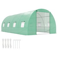 Outsunny - Foliengewächshaus Tomatengewächshaus Treibhaus Folientunnel Frühbeet mit Fenster Grün 595 x 300 x 200 cm von Outsunny