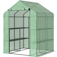 Foliengewächshaus begehbares Gewächshaus mit 8 Regalebenen Tomatengewächshaus Treibhaus Frühbeet mit Tür Grün Stahl PE-Kunststoff 143 x 138 x 195 cm Foliengewächshaus begehbares Gewächshaus mit 8 Regalebenen Tomatengewächshaus Treibhaus Frühbeet mit Tür Grün Stahl PE-Kunststoff 143 x 138 x 195 cm von Outsunny