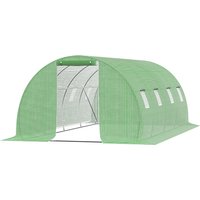 Outsunny Foliengewächshaus begehbares Polytunnel 6 x 3 m Gewächshaus mit 8 Fenster Treibhaus Frostschutz Stahlrohr Dunkelgrün   Aosom von Outsunny