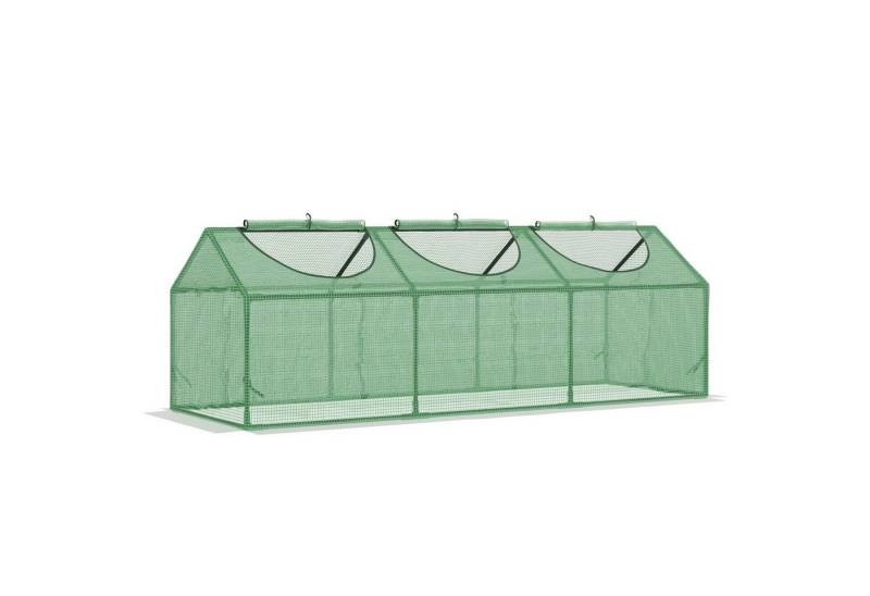 Outsunny Foliengewächshaus Gewächshaus mit Fenster PE Frühbeet, BxTxH: 180 x 60 x 60 cm, BxLxH: 60 x 180 x 60 cm, Tomatenhaus 1-St., Treibhaus, Grün, PE von Outsunny