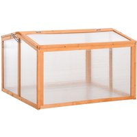 Outsunny Frühbeet Treibhaus mit Abdeckung, wetterfest, aus Holz und Polycarbonat, Orange, 90x80x58cm  Aosom.de von Outsunny