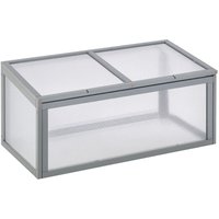 Outsunny - Frühbeet Holz und Polycarbonat Treibhaus 90 x 46 x 40 cm Gewächshaus mit Abdeckung wetterfest Frühbeetkasten für Garten Pflanzenbeet Grau von Outsunny