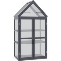 Outsunny Frühbeet Mini Gewächshaus 3 Ebenen Treibhaus Pflanzenbeet mit aufklappbarem Dach Doppeltüren aus Holz Natur 70,5 x 42 x 132 cm   Aosom von Outsunny