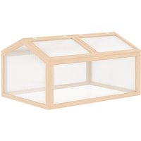 Outsunny Frühbeet Gewächshaus  Treibhaus mit Holz-Polycarbonat Abdeckung, Wetterfest, Natur, 102x71x53cm  Aosom.de von Outsunny