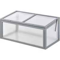 Frühbeet Pflanzenbeet mit Abdeckung aus Holz und Polycarbonat wetterfest Grau 90 x 46 x 40 cm von Outsunny