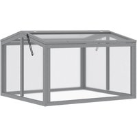 Outsunny - Frühbeet Treibhaus Gewächshaus Frühbeetkasten Pflanzenbeet mit Abdeckung aus Holz und Polycarbonat wetterfest Hellgrau 90 x 80 x 58 cm von Outsunny
