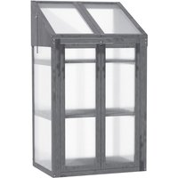 Outsunny - Frühbeet aus Holz, Mini Gewächshaus 70 x 50 x 120 cm, Treibhaus mit Abdeckung, Fenster, Doppeltür, lichtdurchlässig Frühbeetkasten mit 3 von Outsunny