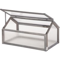 Outsunny Frühbeet aus Holz, Mini Gewächshaus 90 x 52 x 49,5 cm, Treibhaus Grau von Outsunny